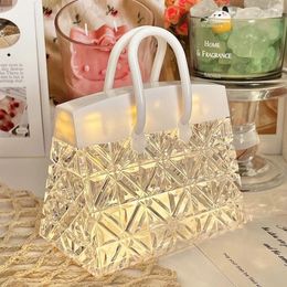 Table Lamps Ins Transparent Crystal Handbag Shape LED Lamp Creative Bedroom Living Room Top Light Home Decoration Girl Wedding Gift