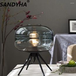 Table Lamps SANDYHA Nordic Glass Lamp Led Minimalist Triangle Standing Desk Light For Home Bedroom Bedside Living Room Study Fixtures