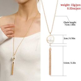 Pendant Necklaces New Vintage Butterfly Pearl Tassel Clavicle Chain for Women Simple Crystal Flower Pendant Long Necklace Evil Eye Sweater Chain S2453102