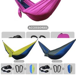 Hammocks Double Camping Hammock Portable Ultralight Nylon Parachute with 2 Hanging Straps for Travel Backpacking Hiking H240530 Z288