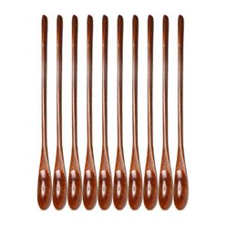 Spoons 10pcs Wooden Stirring Spoon Creative Honey Scoop Mixing Stick Tableware For Cooking Tea Coffee Brown 328q