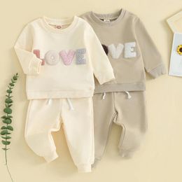 Clothing Sets Pudcoco Baby Girl Boy 2Pcs Cute Outfit Plush Letter Embroidery Long Sleeve Sweatshirt Elastic Pants Set Infant Fall Clothes