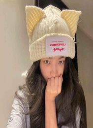 Winter Homemade Minority Design Loverboy Cat Ear Wool Couple Hat Cold Female Autumn and Winter84449321195538