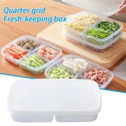 Storage Bottles 4-Grid Refrigerator Box Reusable Plastic Kitchen Food Fruit And Vegetable Fresh Keeping Case With Cover