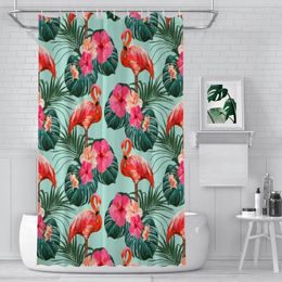 Shower Curtains Beautiful Summer Floral Bathroom Flamingo Boho Waterproof Partition Curtain Designed Home Decor Accessories