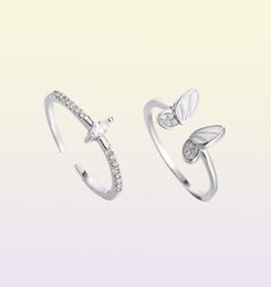 Wedding Rings 2 Pcs Butteryfly Matching For Women Horse Eye Dainty Crystal Finger Jewellery Envio Gratis Anillos Para Pareja4608529