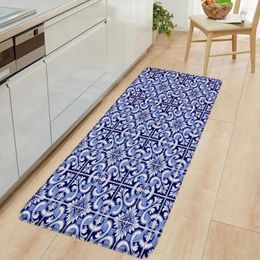 Bath Mats Portuguese Azulejos Mat Room Rugs Kitchen Carpet Entrance Door Doormat Carpets For Home Super Absorbent Bathroom Rug
