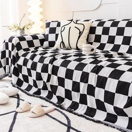 Blankets For Nordic Ins Summer Beds Sofa Bed Cover Throw Blanket Picnic With Tassel UniversalDecorativeChessboard Blanekets Plaid