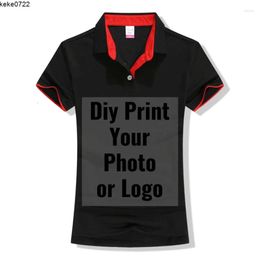 Womens Polos Women Casual Polo Shirt Custom Print Your Own Design High Quality Printing Ladies Slim Fit Female Cotton Tops