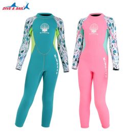 2024 Girls 2.5MM Neoprene Wetsuit Diving Suit Swimsuit Long Sleeve Surfing Jellyfish Clothing Swimwear for Cold Water