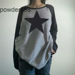 Womens New Spring/summer Product Fashion Casual Star Print Long Sleeved Round Neck T-shirt