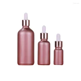 Storage Bottles Glass Refillable Bottle 10pcs Empty Rose Gold Cosmetic Packaging White Top 5ml10ml15ml30ml50ml100ml Essential Oil Pipette
