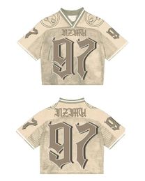 Y2K high-end fabric British olive custom training clothes mens trendy sports series design style half-sleeved couple T-shirt 240531