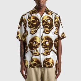 Men's Casual Shirts 2024ss New Hawaii Beach Shirt Men Woman Good Quality Ghost Head Skull Full Print Loose Casual Tops Tee T240531 T240531