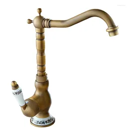 Bathroom Sink Faucets Antique Brass Basin Mixer Deck Mounted Single Handle Hole Faucet And Cold Tap
