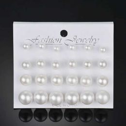 Charm 12 Pairs of Simple Imitation Pearl Earrings Casual and Elegant Style Lightweight Women Wear Earrings for Daily WearL4531
