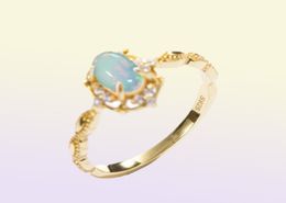 Kuololit Natural Opal Gemstone Rings For Women 925 Sterling Silver Fire Stone Yellow Colour Ring Wedding Engagement Fine Jewellery Y17153440