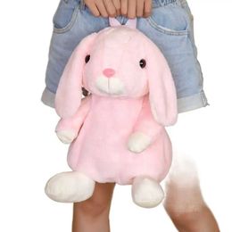 Plush Backpacks Cartoon rabbit stuffed animal toy plush school bag filled backpack childrens backpack Lop eared rabbit plush backpack Y240530WXY3