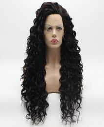 Iwona Hair Curly Long Dark Brown Wig 184 Half Hand Tied Heat Resistant Synthetic Lace Front Wig7647939