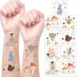 Party Favor Woodland Mushroom Rabit Squirrels Flower Fairy Animal Temporary Tattoo Stickers For Girl Birthday Baby Shower Forest