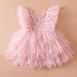 Ruffles Girls for Summer 1-5Yrs Backless Cute Toddler Kids Birthday Party Princess Dress Baby Holiday Casual Vestidos L2405