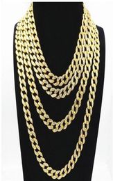 Men Women Gold Silver Miami Cuban Link Chain High Polished Hiphop Rap Rhinestone Punk Necklaces Chains 16 18 20 26898314045