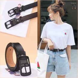 Belts Black Pin Buckle Genuine Leather Belt Monochrome Waistband Simple Style Jeans Unisex