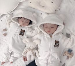 Autumn Winter Newborn Rompers Baby Fleece Jumpsuit Hoodies Jumpsuit toddler Girls Boys warm jacket Newborn Toddle Baby Overalls4030227