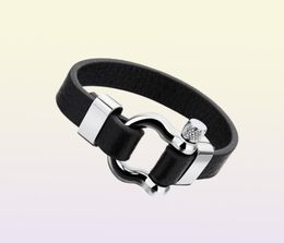 Trendy Jewellery Hip Hop Leather Bracelet Men Stainless Steel Mens Fashion Accessories Black casual Bracelets Charm Bangles Gifts2138258