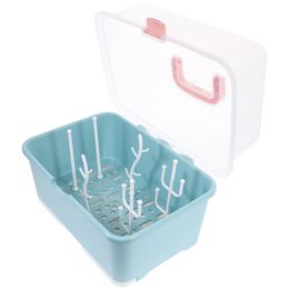 Bottle Drying Rack Nursing Bottle Storage Box Portable Bottle Storage Organiser with Lid for Kitchen Cabinet