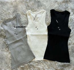 HA1N Women Top Tanks Shirts Anagram Embroidered Cotton-blend Tank Tops Designer Skirts Yoga Suit Two Piece Dress Bra Vest Ladies Solid Vintage T Shirt Femme