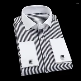 Men's Dress Shirts 2024 Slim Fitting Shirt Long Sleeve Tuxedo High Quality French Cufflinks Suit Collar Korean Version