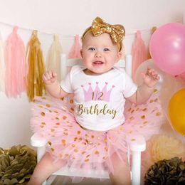 It's My 1/2 Girls Cake Smash Outfit Birthday Party Shirt Tutu + Baby Bodysuits Dress Set Clothes L2405
