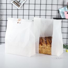 Gifting Food Packaging Durable Food-grade Kraft Paper Bread Bags with Window for Bakery 50pcs Toast Bag Packaging Bags for Bread