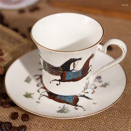 Cups Saucers Retro Court Bone China Coffee Cup And Saucer Set Creative Figure Painting Porcelain Tea Afternoon Party Home Decoration