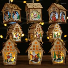 Christmas LED Light Wood House Christmas Tree Decorations For Home Holiday Hanging Ornaments Gift Glowing Party Decor1 227W