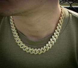 16mm Baguette Prong Cuban Link Chain 14K White Gold Plated Diamond Cubic Zirconia Jewellery 16inch24inch Necklace4627098