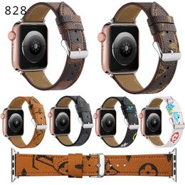 828DD Luxury Apple Watch Ultra 2 Series 9 Band 38 40 41 42 44 45 49 mm Flower Leather Watchs Strap Wristband For Iwatch 9 8 7 6 5 4 SE Designer Watchbands DD