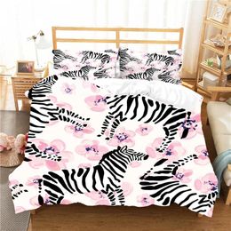 Bedding Sets Complete Duvet Cover Cartoon Zebra Printed Home Textiles With Pillowcase King Double Size Bed Coverlets