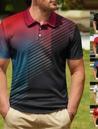 Men's T-Shirts Mens Polo Shirt Gradient Graphic Prints Geometry Turndown Outdoor Street Short Sleeves Button-Down Print Clothing S53105
