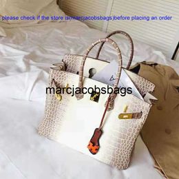 Burkins birkinbag Designer Bags totess Handbags New Thai Crocodile Womens Himalayan White Classic Portable Commuting Hand European and America E4ZM kellyity