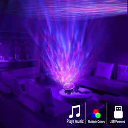 Ocean Wave Projector LED Night Light Built In Music Player Remote Control 7 Light Cosmos Star Luminaria For kid Bedroom 281s