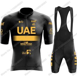 2024 Golden Team UAE Jersey Set Men Cycling Clothing Kits Summer Road Bike Shirts Suit Bicycle Bib Shorts MTB Maillot L2405