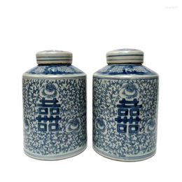 Vases H 7.7inch Collection China Old A Pair Blue-and-white Porcelain Flower Vase Pot