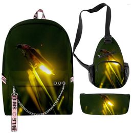 Backpack Harajuku Funny Fireflies 3D Print 3pcs/Set School Bags Multifunction Travel Chest Bag Pencil Case
