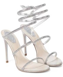 Sexy Renenes Cleo Crystalembellished Sandals Sapates Strappy Mulheres Bombas Nice Marcas de Luxo CaoVillas Lady High Heels 54684241