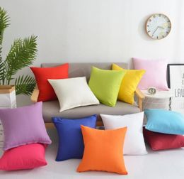 4545cm Plain Throw Pillow Case Blank Polyster Home Sofa Cushion Cover Car Festival Decor XMAS Gift Candy Color Pillowcases HH7947235680