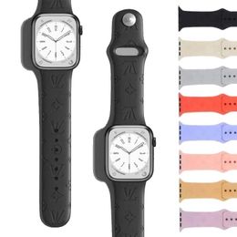 Designer Silicone Apple Watch Band 38 40 41 42 44 45 49 MM L Flower Watchs Strap Wristband For Ultra 2 Series 8 9 Iwatch 7 6 5 SE Luxury Fashion Watchbands