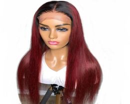 Straight 1b Burgundy 13x6 Lace front Human Hair Wig Remy Brazilian Hair 150 99J 55039039 Silk Base Lace Wig86120958507489