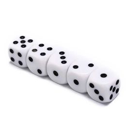 Dice Games 5 Pcs/Set 16mm Drinking Dice White Round Corner Hexahedron Dice Club Bar Party Table Playing Games Dice Set s2452318